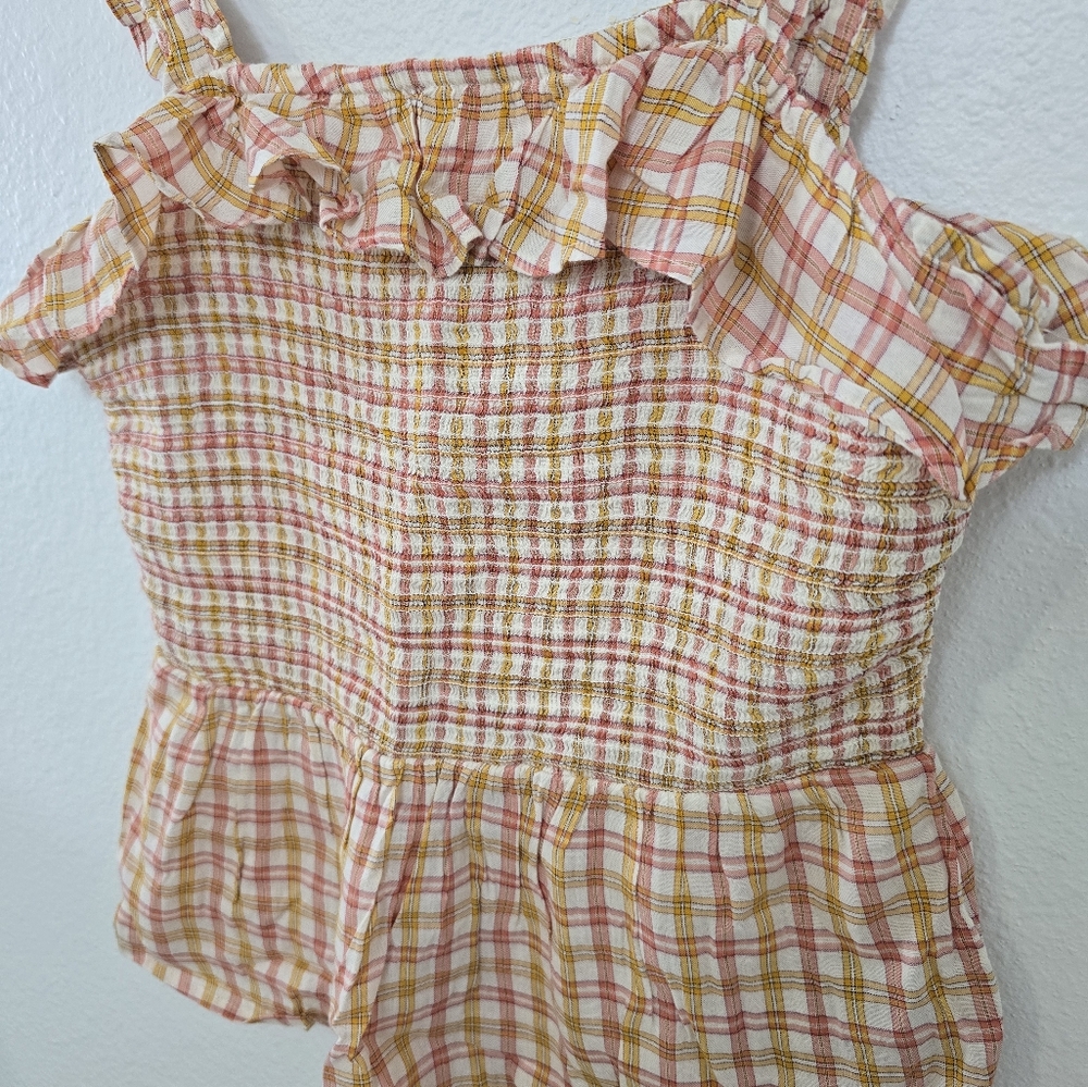 NWT Old Navy Plaid Brown Sleeveless Top Size Small - Picture 2 of 5
